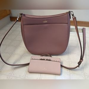 Pre-owned Kate Spade mauve shoulder bag purse and light pink wallet